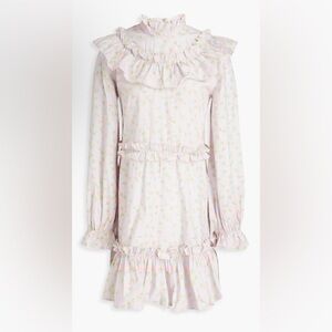 New Ganni Floral Ruffle Longsleeve Organic Cotton Dress size 40 or US 8/10